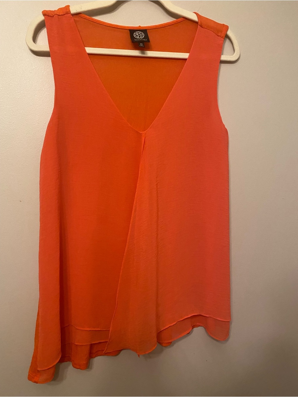 bobeau Orange Sleeveless V-Neck Chiffon Camisole